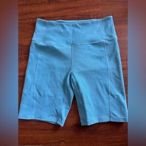 Zella Bright Blue Ribbed Acid Wash Bike Shorts, Size XL.